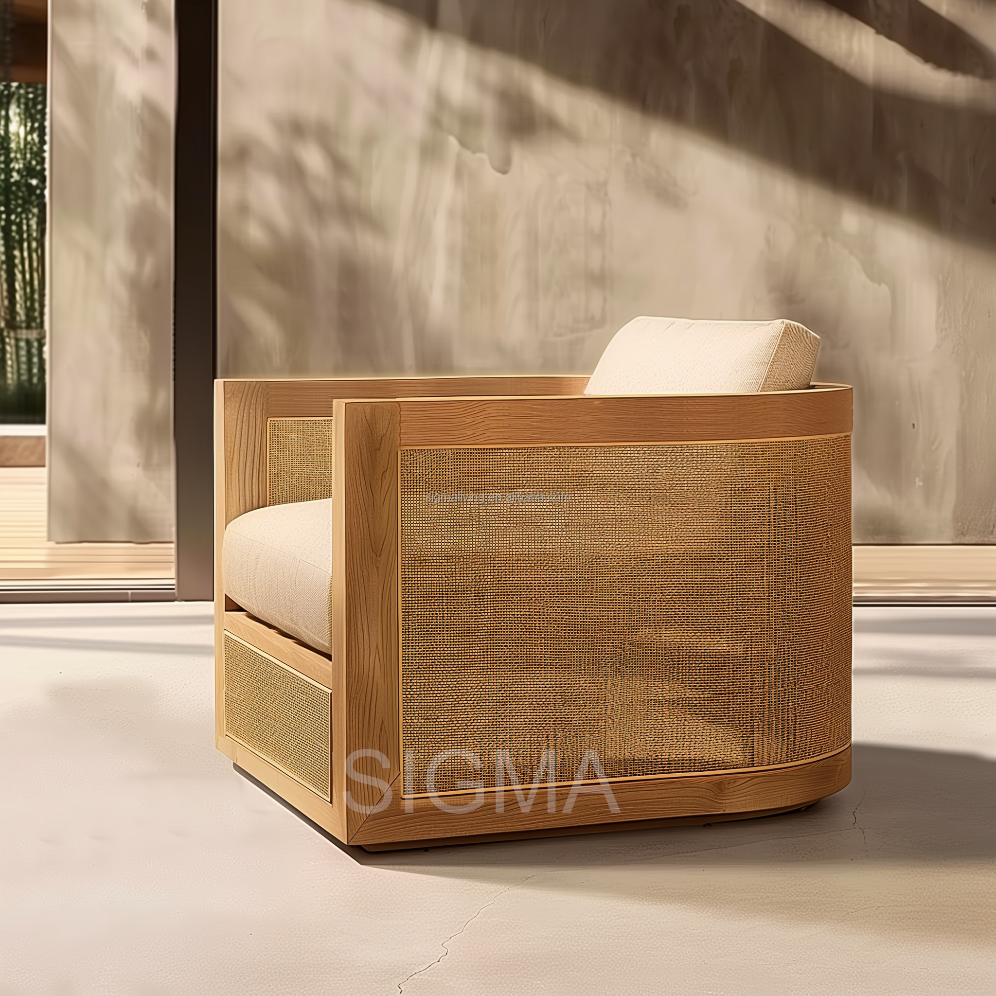 2025 Jinhua Sigma Funiture Luxury Garden Sofa Set Outdoor Patio Furniture Teak Solid Wood Teslin Hotels Villas Parks