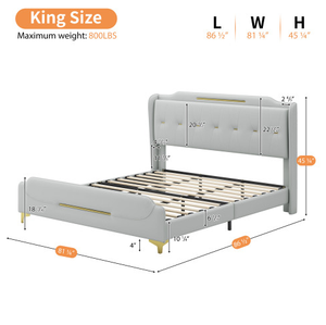 Ensemble de lit king-size moderne en cuir rembourré avec cadre en bois réglable, écologique, de marque OE HOME, pour chambre à coucher, avec meubles de rangement, vente en gros - Product Image 6