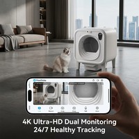 Bac à litière intelligent pour chat avec caméra HD, surveillance par application, reconnaissance multi-chats et élimination des odeurs pour la vente en gros