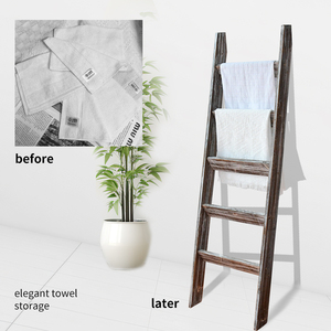 Estante de escalera de exhibición decorativa, escalera de Manta, toallero de 5 niveles, estante de Manta con ganchos, inclinación de pared - Product Image 4