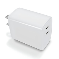 Chargeur rapide 65W GaN double port PD 3.0 pour téléphone, 2 ports Type-C pour écouteurs, montres connectées, téléphones portables, ordinateurs portables – Vente directe usine OEM