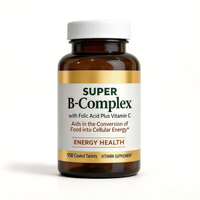 Super Complexe B & Vitamine C & Acide Folique Vitamines Végétariennes pour Adultes Soutien Immunitaire & Énergétique Cellulaire 150 Comprimés