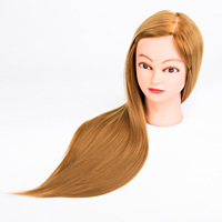 Tête de Mannequin d'Entraînement Synthétique Féminine pour Coiffure, Mannequin de Table avec Cheveux Blonds Raides pour Salon