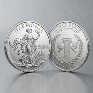 Moneda de Metal de Recuerdo de la Diosa de la Paz Mundial, de Aleación de Zinc en Tono Plateado, de 1oz, con Detalles, para Exposiciones y Ferias, Venta al por Mayor - Product Image 1