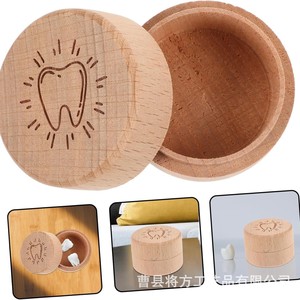 Boîte de rangement pour dents de bébé en bois, ronde, 1,97 pouces, en bois massif, avec couvercle rabattable, pour la conservation des dents et des cheveux de bébé - Product Image 5