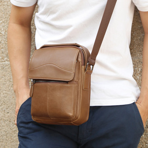 Joyir Men's Genuine Leather Crossbody <b>Bag</b> Large Capacity Retro Style Everyday Use - Product Image 3