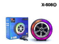 Haut-parleurs sans fil portables Bluetooth en forme de pneu X-508 avec lumière RGB, lecture de carte TF, lecture USB, son stéréo, basses puissantes et radio FM