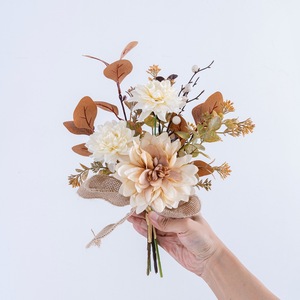 CallaFloral Ramo de Flores Artificiales de Dalia y Eucalipto CF02010, Decoración para el Hogar, Accesorios para Bodas, Tela Tejida de Plástico - Product Image 2