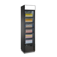 Réfrigérateur commercial à porte en acier pour la vente au détail de boissons, éclairage LED vertical, contrôle numérique de la température, 5 étagères