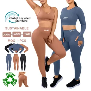 Offre Spéciale recyclé Yoga ensemble Ropa Deportiva Fitness Yoga ensembles vêtements de sport vêtements de sport ensemble à manches longues Fitness femmes vêtements de sport