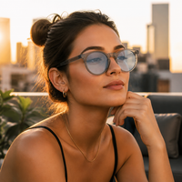 Lunettes de soleil polarisées rondes tendance pour femmes, monture transparente marron en PC, protection UV400 TAC, lunettes de soleil rétro pour le voyage