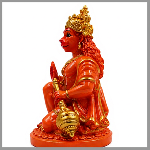 Handmade Hand Painted Resin Religious Hindu God Art Deco Figurine Red Gold Tabletop Living <b>Room</b> Housewarming Diwali <b>Decor</b> - Product Image 1