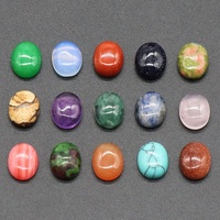 8x10 cincin berbentuk telur permukaan kristal alami geometris segi tunggal Oval perhiasan DIY tatahan batu longgar Aksesoris untuk
