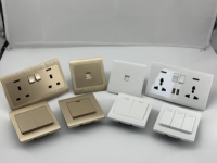 UK Standard Peinture Pc couleur or Double prise 13A avec interrupteur d'éclairage mural Neo Electrical Supplies