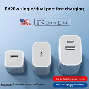 Chargeur mural USB C rapide HXB PD 20W à <span class=keywords><strong>double</strong></span> port, certifié 3C, directement de l'usine, avec câble Type C pour iPhone et téléphone Samsung - Product Image 5