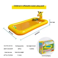 Piscine gonflable carrée en PVC pour enfants, avec jets d'eau extérieurs, motif girafe de dessin animé, jouet de bain pour bébé, piscine à balles