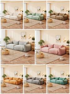 Nordic Mentega Angin Roti <span class=keywords><strong>Sofa</strong></span> Modern Sederhana Ruang Tamu <span class=keywords><strong>Sofa</strong></span> Bersih Selebriti Jenis Apartemen Kecil Domba Beludru Kain Cinta <span class=keywords><strong>Sofa</strong></span> - Product Image 4