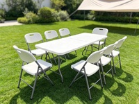 Table pliante blanche rectangulaire pour la restauration, les banquets, les pique-niques, table pliante en plastique, table d'extérieur