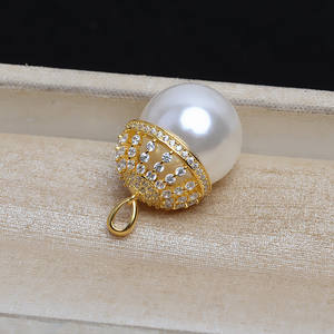 จี้ไข่มุก DIY สำหรับผู้หญิง ชุบเงิน S925 ขนาด 25 มม. รูปทรงหมวกบาโอโถว รุ่น JG5243 พร้อมที่ใส่ไข่มุกเปล่า 16-17 ชิ้น - Product Image 2