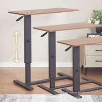 Table de bureau réglable en hauteur à pression d'air, mobile, pour ordinateur, chambre et maison, table de chevet simple