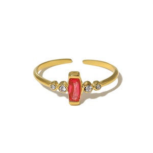 Low Price Zircon Stainless Steel Wedding <b>Rings</b> Gold Plated Red Natural Stone Zircon <b>Ring</b> - Product Image 4