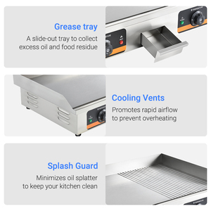 Plancha Eléctrica Comercial para <span class=keywords><strong>Restaurante</strong></span>, 4400W, Plancha de Sobremesa con Superficie Plana, Temperatura Ajustable, Acero Inoxidable - Product Image 4
