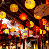 Lanternes de style chinois en gros - Lanternes LED d'extérieur, résistantes à la pluie, suspendables et pliables