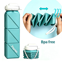 Tasse de voyage pliable en silicone, portable, sans BPA, réutilisable, anti-fuite, légère, avec paille intégrée