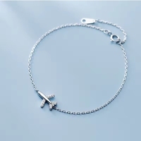 Mode Beau Cadeau De Noël Mignon Avion Pendentif Bracelet En Argent Sterling 925 Avion Bracelet