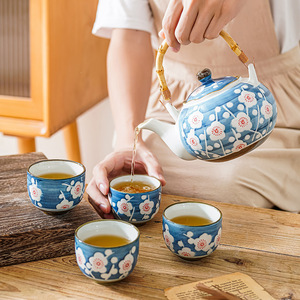 Juego de Té Japonés de Cerámica con Tetera y Taza, Juego de Té Azul y Blanco para Adultos - Product Image 2