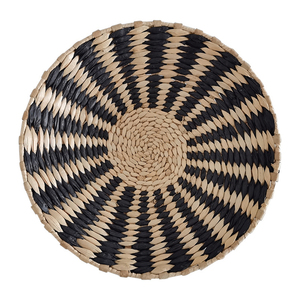 Oneup — panier africain rond noir, lot de décorative tissée en jonc de mer, haut de gamme, bon marché, plaque à suspendre, bleu, 2022 - Product Image 2