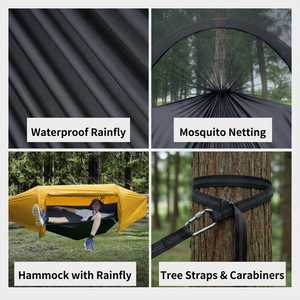 Hamaca de Camping 3 <span class=keywords><strong>en</strong></span> 1 de Nailon con Mosquitera y Toldo Impermeable de 3000 mm, Ultraligera y Portátil, para una Persona - Product Image 5