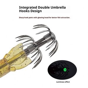 Señuelos de pesca luminosos UV de 11 cm y 9.4 g con cuerpo de PVC blando, anzuelos para calamar, señuelos de camarón de madera blanda - Product Image 3