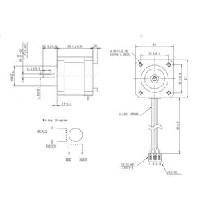 สเต็ปเปอร์มอเตอร์ <span class=keywords><strong>NEMA</strong></span> <span class=keywords><strong>17</strong></span> <span class=keywords><strong>0.9</strong></span> องศา 400 ขั้นตอน 42x42 มม.0.16Nm 22.6oz.in 2 เฟส 2.4V 0.4A สำหรับเครื่องเจาะและเครื่องรูท PCB - Product Image 2