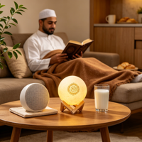 Haut-parleur numérique Coran avec horloge Azan, veilleuse LED, télécommande, lecteur Zikir et Ruqyah