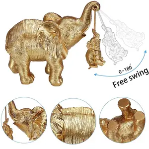 Handmade And High Quality Resin Animal Statue For Home Decor Gold Elephant Decor