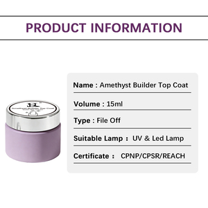 HS Private Label OEM Logo Personalizzato Barattolo da 15g Conforme UE Senza HEMA TPO Basso Contenuto MEHQ Gel Unghie Soak Off UV LED Amethyst <span class=keywords><strong>Builder</strong></span> Top Coat - Product Image 2