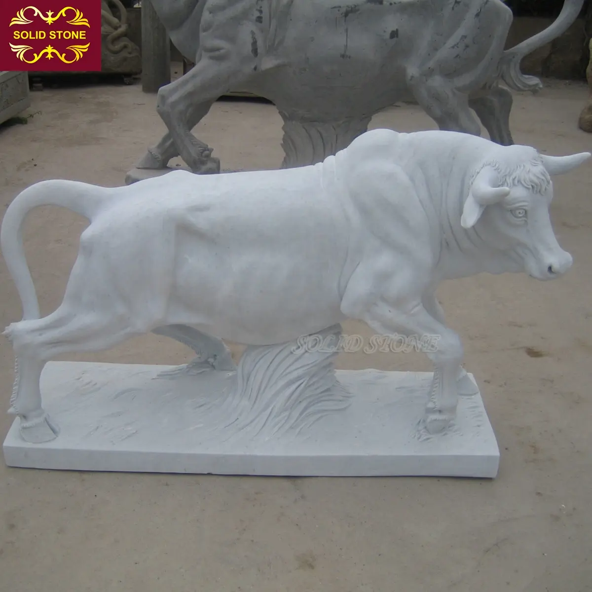Latest finished hot sale garden decorative fine polished white marble cow statue