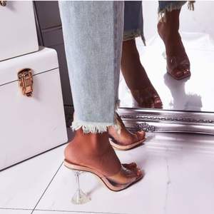 <span class=keywords><strong>Mules</strong></span> transparentes à talons hauts pour femme, pantoufles d'été, bout ouvert, Sexy, claires, sandales, chaussures, <span class=keywords><strong>talon</strong></span> bonnet - Product Image 1