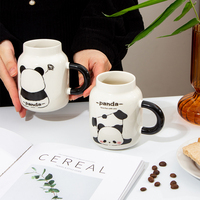 Taza de Cerámica de Porcelana con Diseño de Panda Creativo, 400 ml, Portátil, para Desayuno, Leche, Café, Linda Taza de Agua con Dibujos Animados, Regalo