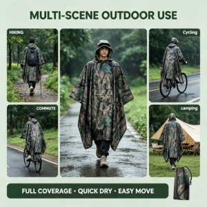 Impermeabile Multifunzionale Tre-in-Uno per Esterni: Tenda, Escursionismo, Alpinismo, Campeggio - Mantella/Impermeabile Compatto in PU - Product Image 2