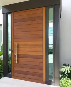 Китайский поставщик деревянных дверей, передняя дверь на заказ, современный умный дизайн, роскошная Поворотная входная дверь