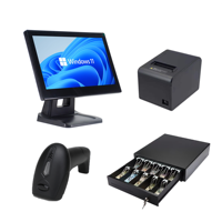 Système de point de vente complet avec écran de 15 pouces et ensemble caisse enregistreuse avec imprimante, scanner, tiroir-caisse pour supermarché, commerce de détail, restaurant