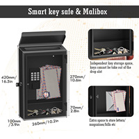 Boîte aux lettres numérique Smart Drop Post E-Lock Boîte aux lettres murale en métal de grande capacité résistante aux intempéries pour revêtement en poudre extérieur