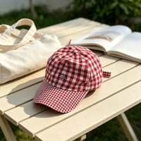 Groothandel Kinderen Buffalo Check Seersucker Baseball Pet 6 Panel Zachte Top Snel Droogend Verstelbaar Kinderdagverblijf Kleuterschool Hoed Topi