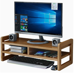 Bamboo Wood Computer Riser <b>Stand</b> 2 Tier <b>Desktop</b> Monitor <b>Stand</b> With Storage For Office Desk Organization - Product Image 2