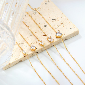 Colliers à la mode en chaîne, pendentif en zircon doré, design géométrique, bijoux de fête - Product Image 1
