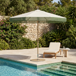 <span class=keywords><strong>Parasol</strong></span> décoratif personnalisé 235 cm, <span class=keywords><strong>parasol</strong></span> de jardin extérieur, <span class=keywords><strong>parasol</strong></span> de piscine, <span class=keywords><strong>parasol</strong></span> à franges blanches, <span class=keywords><strong>parasol</strong></span> de terrasse en aluminium festonné pour restaurant - Product Image 2