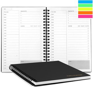 LABON Black Daily <strong>Planner</strong> Undated <strong>Hourly</strong> <strong>Planner</strong> 150 Pages Time Management Manual and <strong>Planner</strong> - Product Image 1