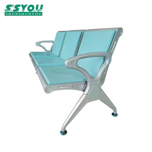 Sillas de Espera Ssyou, Silla de Tres Personas en Línea, Color Gris Plateado, Asiento de PU, Asientos Públicos para Hospitales y Aeropuertos - Product Image 1